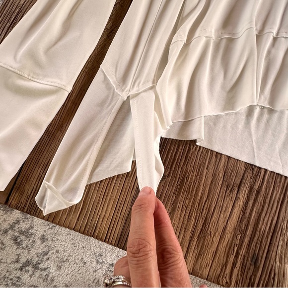 Ododos White Long Sleeve Soft Modal Top Pullover Thumb Holes Yoga Gym Crop Large - Picture 8 of 14